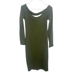 Vici olive green ribbed bodycon midi dress size large